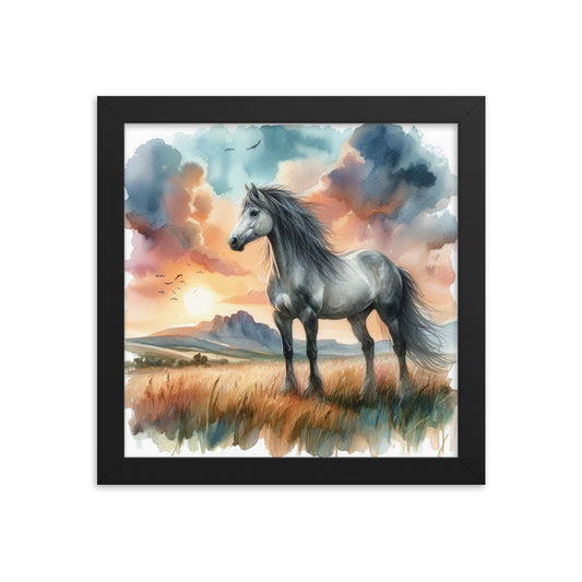 Majestic Horse Watercolor Art Framed poster