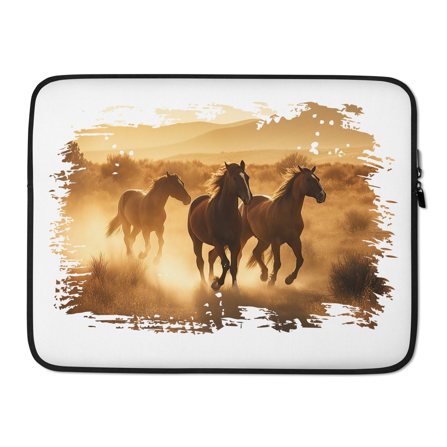 Wild Horses Sunset Watercolor Art Laptop Sleeve