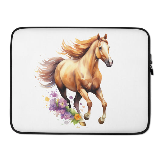 Floral Horse Watercolor Art Laptop Sleeve