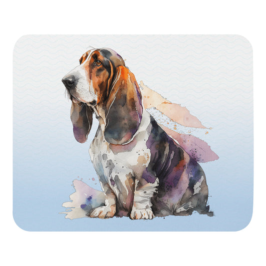 Basset Hound Dog Watercolor Art Mouse pad