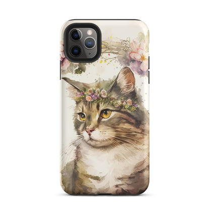 Floral Cat Watercolor Art Tough Case for iPhone®