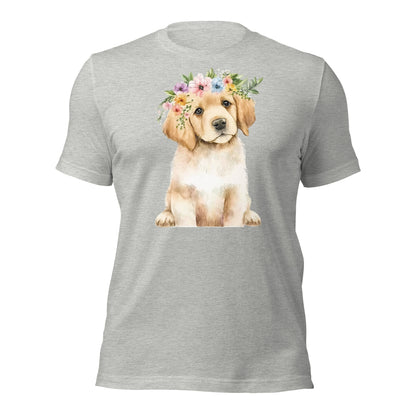 Cute Puppy Dog with Flowers t-shirt