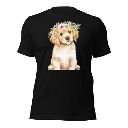 Cute Puppy Dog with Flowers t-shirt