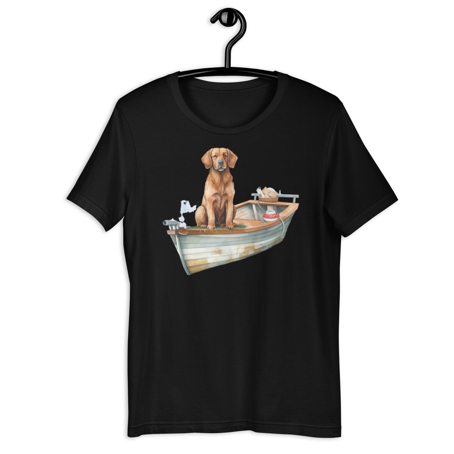 Dog in Fishing Boat Watercolor Art t-shirt