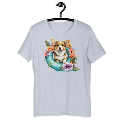 Corgi Dog Summertime Fun Watercolor Art t-shirt