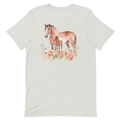 Mare and Foal Horse Watercolor Art t-shirt