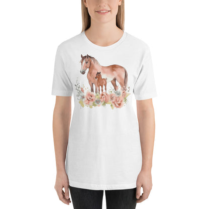 Mare and Foal Horse Watercolor Art t-shirt