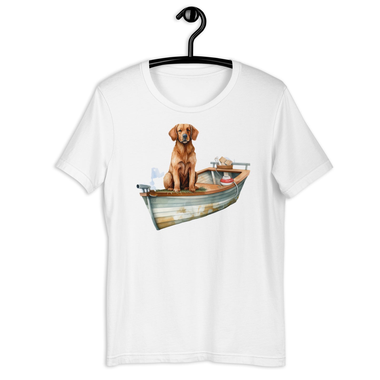 Dog in Fishing Boat Watercolor Art t-shirt