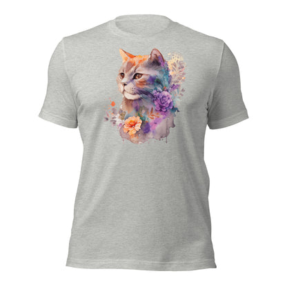 Floral Cat Watercolor Art t-shirt