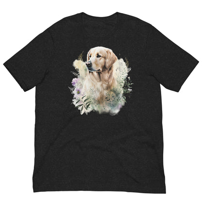 Floral Golden Retriever Dog Watercolor Art t-shirt