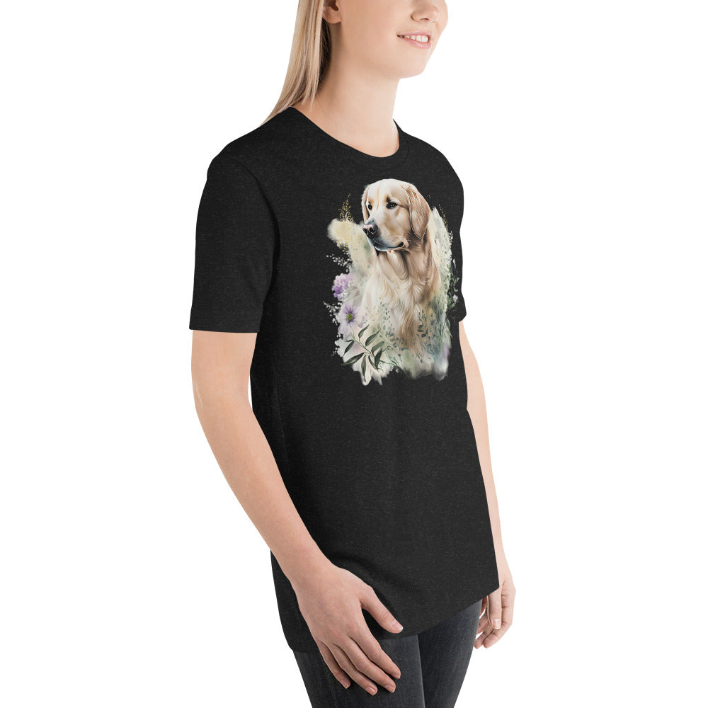 Floral Golden Retriever Dog Watercolor Art t-shirt